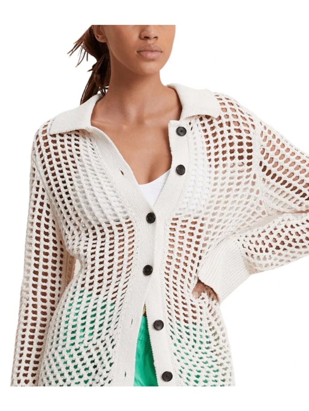 A.L.C. Jade open Knit crochet button front Cardigan Sz XS wmn Off White NWT $560